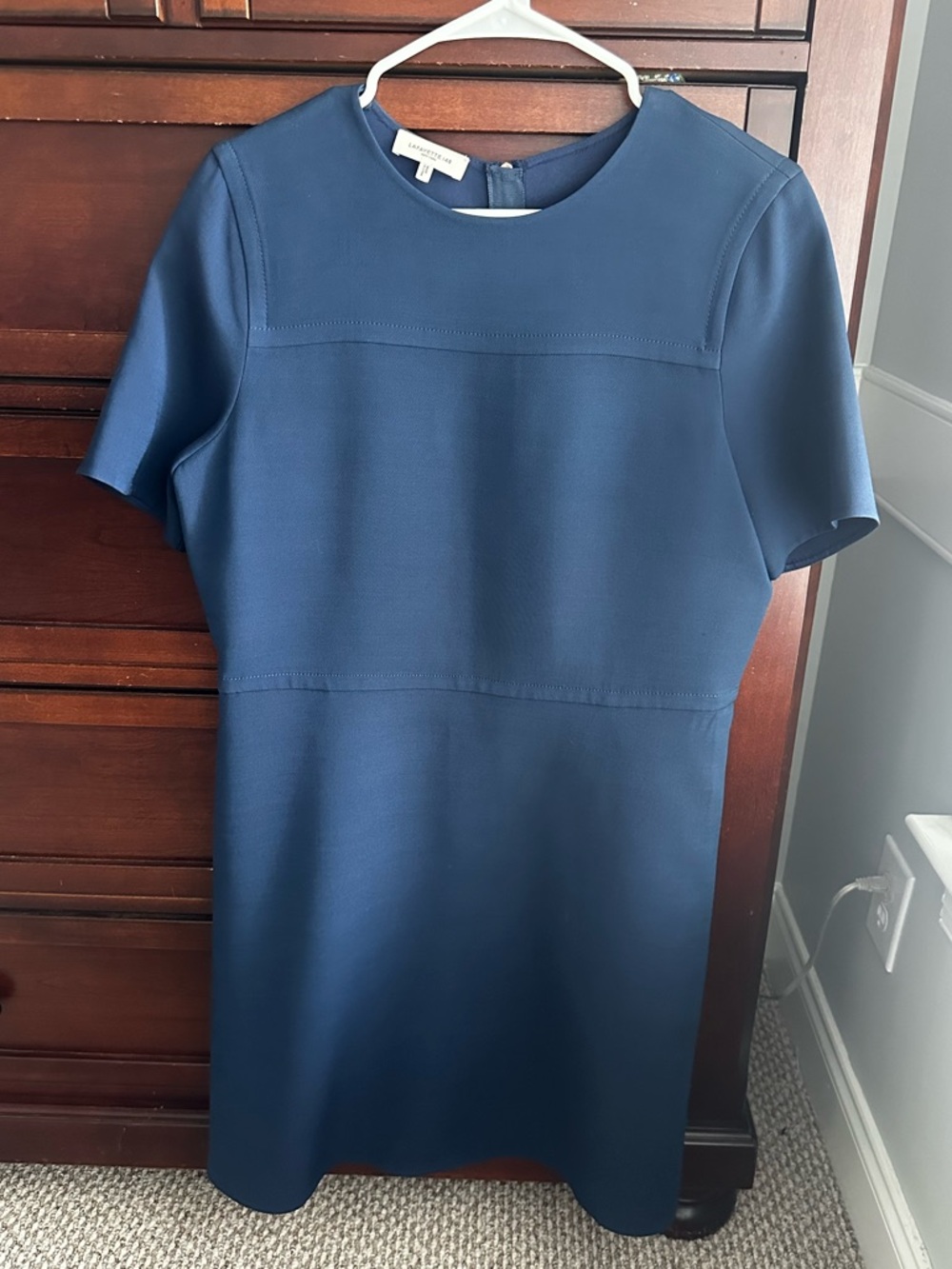 Lafayette 148 wool/silk navy blue A-line dress in navy sz 10